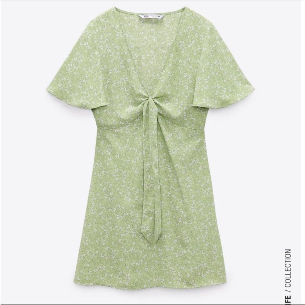 Green Floral Front Tie Dress XL.
